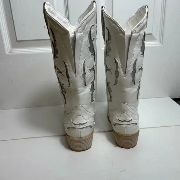 Pierre Dummer White &  Silver Cowboy Boots - Picture 6 of 15